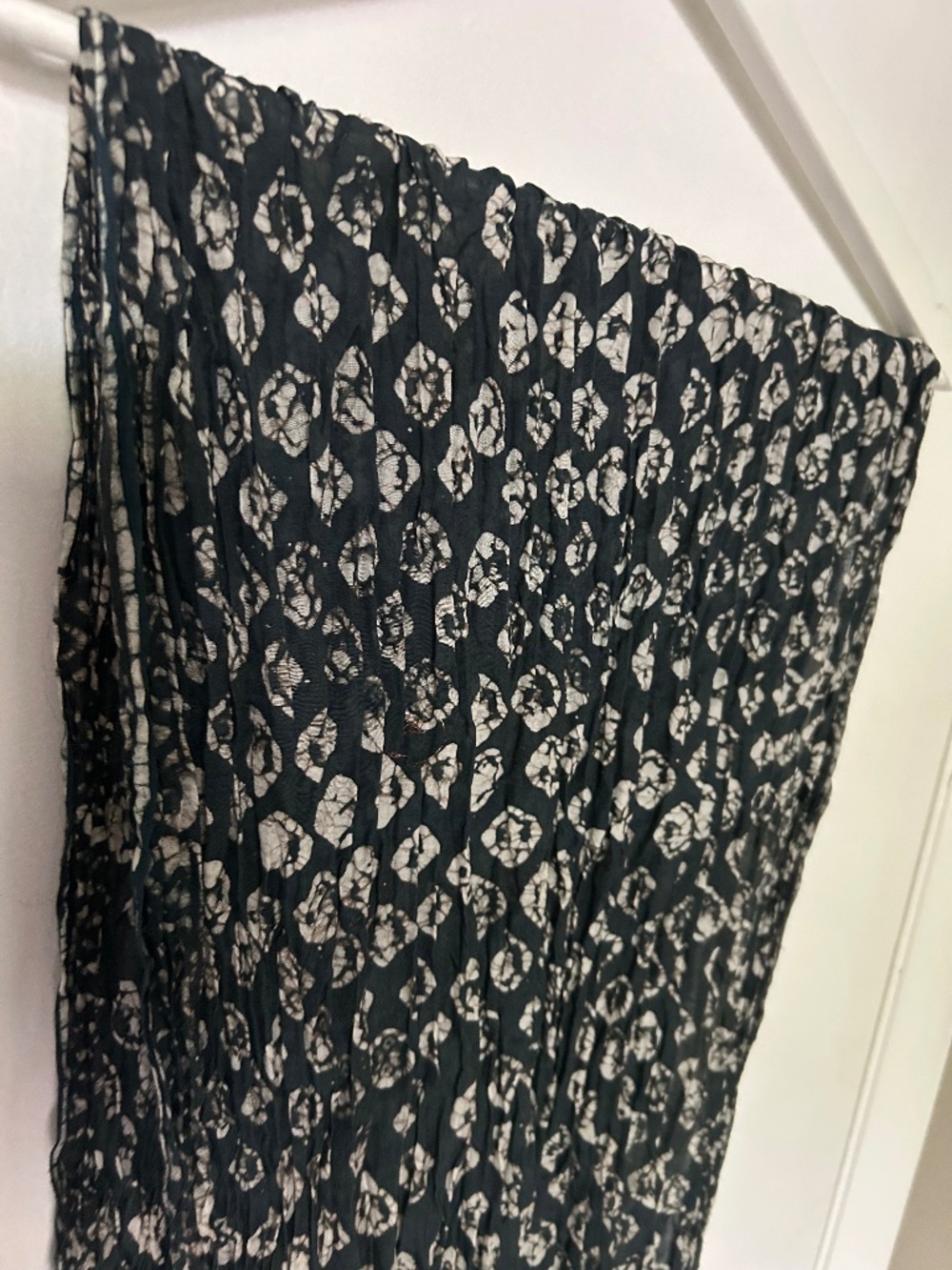 Lightweight Deep Blue and White Batik Print Scarf